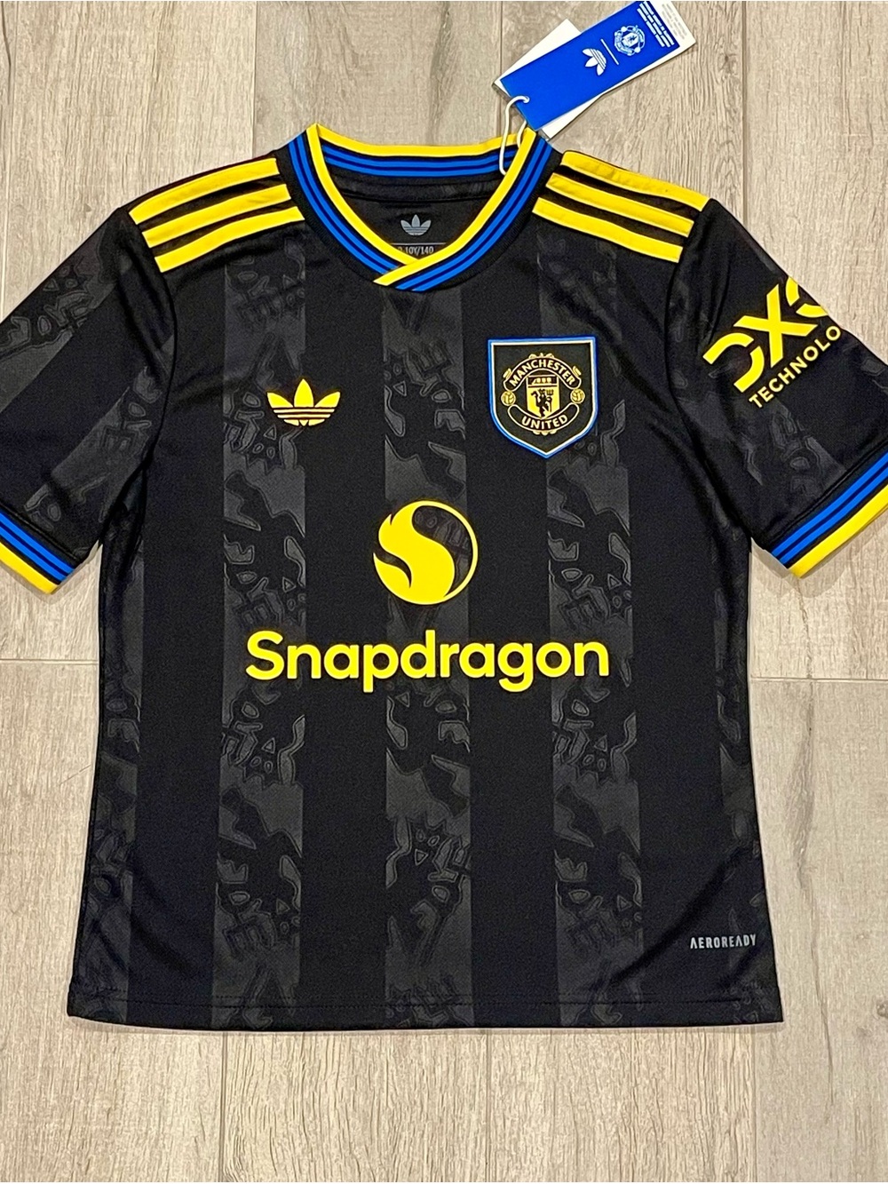 Adidas Originals Manchester United Youth Jersey Black Yellow Blue 9-10Y 140 NWT